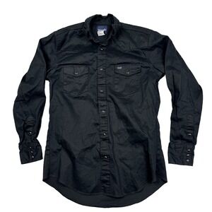 Wrangler Pearl Snap Shirt Mens Large Tall LT Black Brushpopper Welding Work